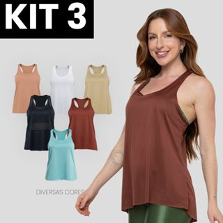 Kit 3 Regatas Lisas Dry Costas Nadador