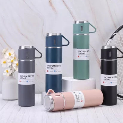 Kit Garrafa Térmica Vacuum Bottle Inox